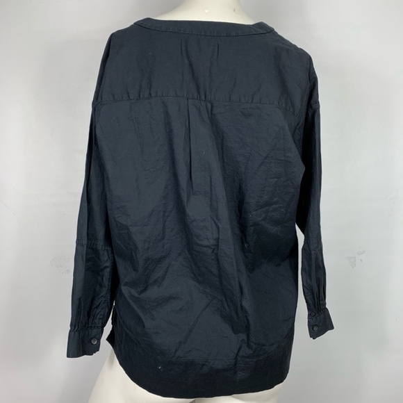 Everlane Cotton 3/4 Sleeve Button Down Black Top SZ 10 Everlane - Picture 3 of 5